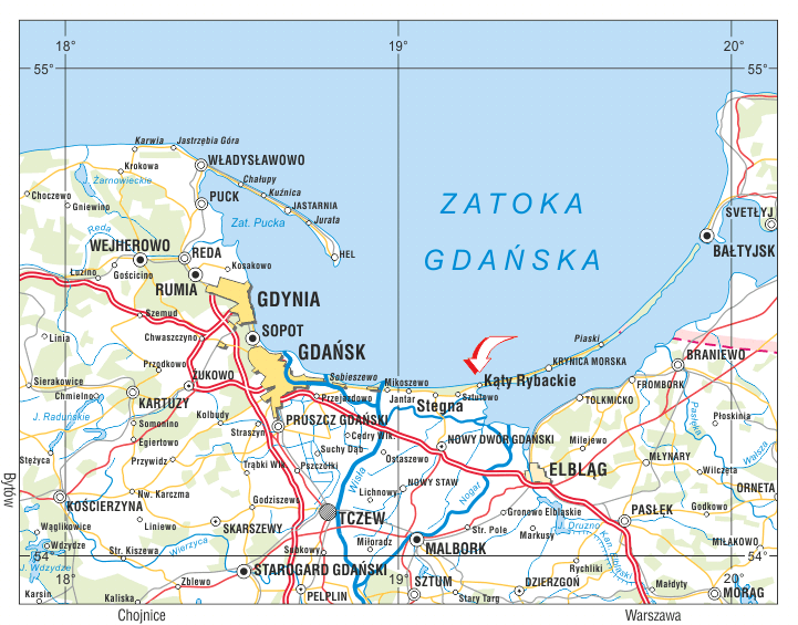 Mapa okolic Kątów Rybackich